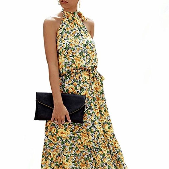 Amazon Dresses & Skirts - Halter Floral Maxi Dress